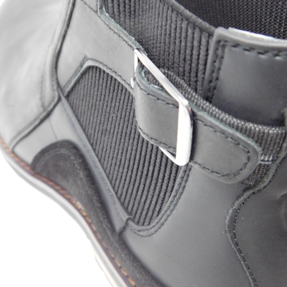 Stacy Adams Men\'s Oskar Plain Toe buckle Chelsea Leather Boots Black Size 10 M